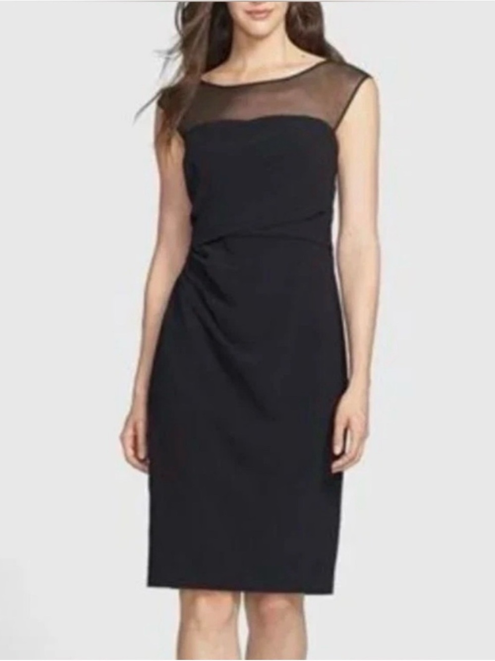 Vera Wang Black Sheath Dress with Illusion Yoke